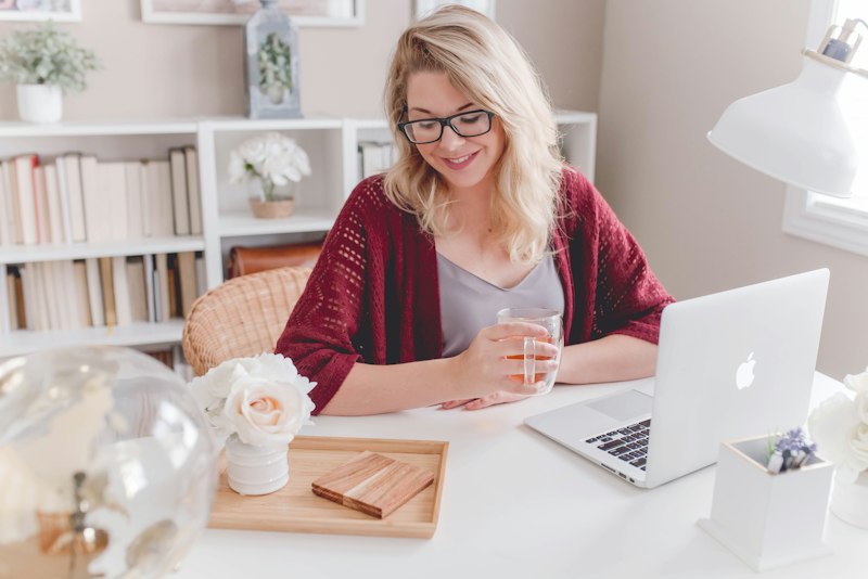 Small business owner working on her laptop