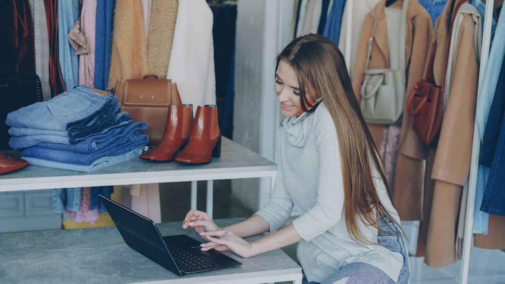 Fashion business owner building her website